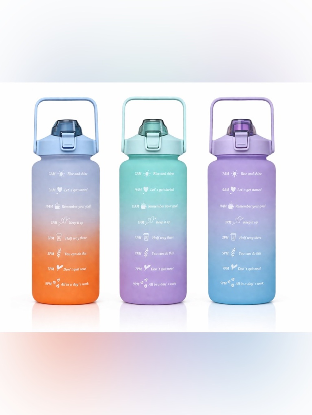 ☀️💧Gradient Motivational Time Marker Water Bottle | 2000ml Gift 🎀🧘🏻